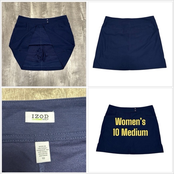 Women’s IZOD 10 Medium Skort Attached Short Skirt Navy Blue Golf Stretch Classic - Picture 1 of 9